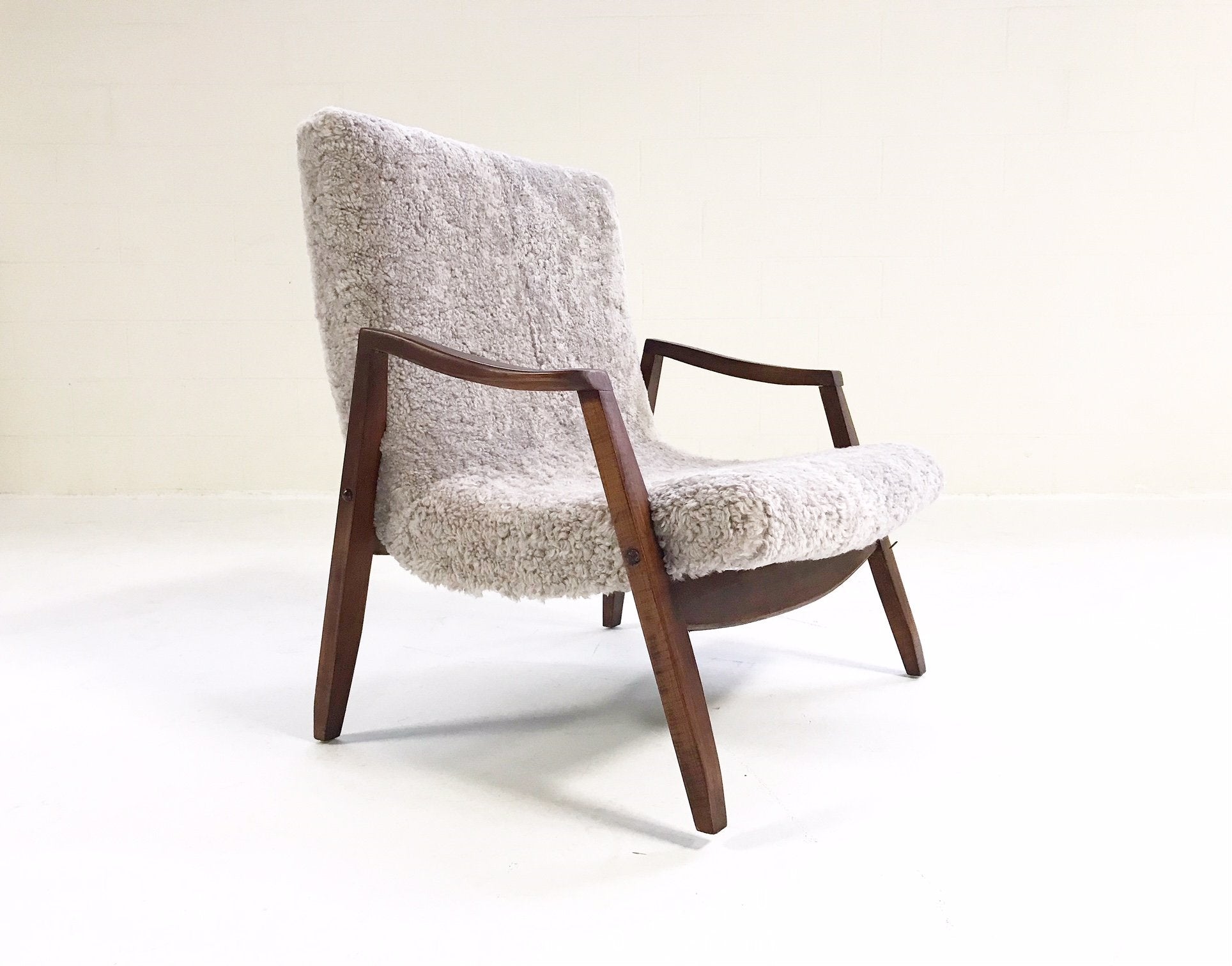 Milo Baughman Scoop Lounge Chair in Shearling