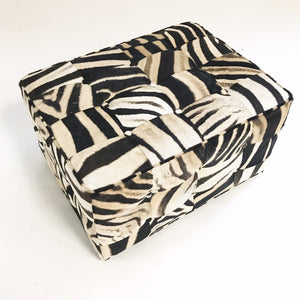 Large Ottoman in Patchwork Zebra Hide