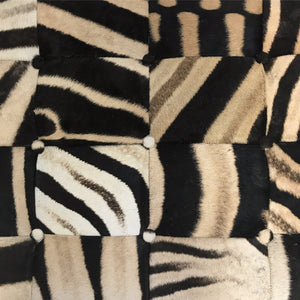 Large Ottoman in Patchwork Zebra Hide