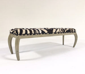 Kelly Wearstler for Vicery Miami Bench in Patchwork Zebra Hide