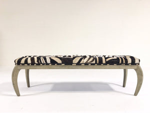 Kelly Wearstler for Vicery Miami Bench in Patchwork Zebra Hide