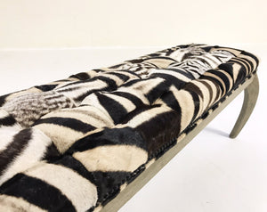 Kelly Wearstler for Vicery Miami Bench in Patchwork Zebra Hide