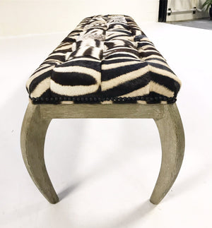 Kelly Wearstler for Vicery Miami Bench in Patchwork Zebra Hide