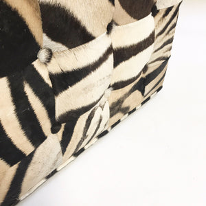 Large Ottoman in Patchwork Zebra Hide