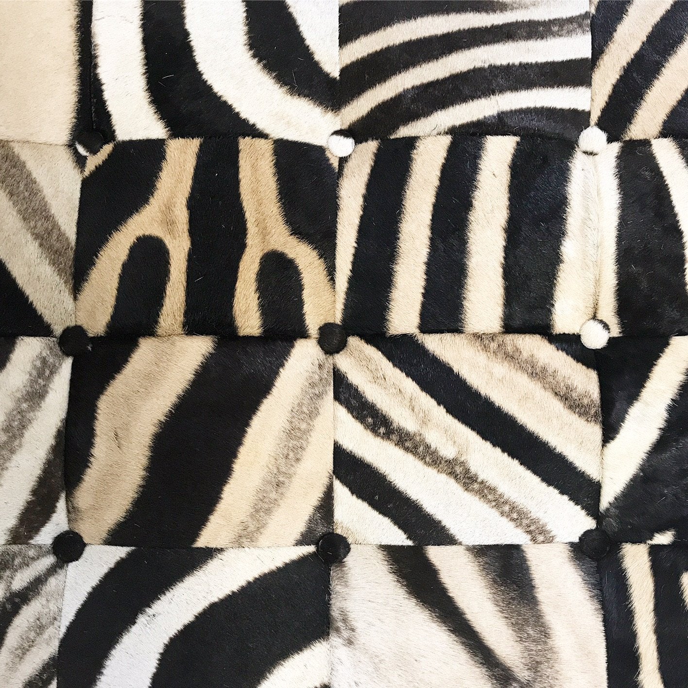 Large Ottoman in Patchwork Zebra Hide