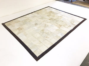 One of a Kind Patchwork Ivory Cowhide Area Rug