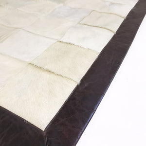 One of a Kind Patchwork Ivory Cowhide Area Rug