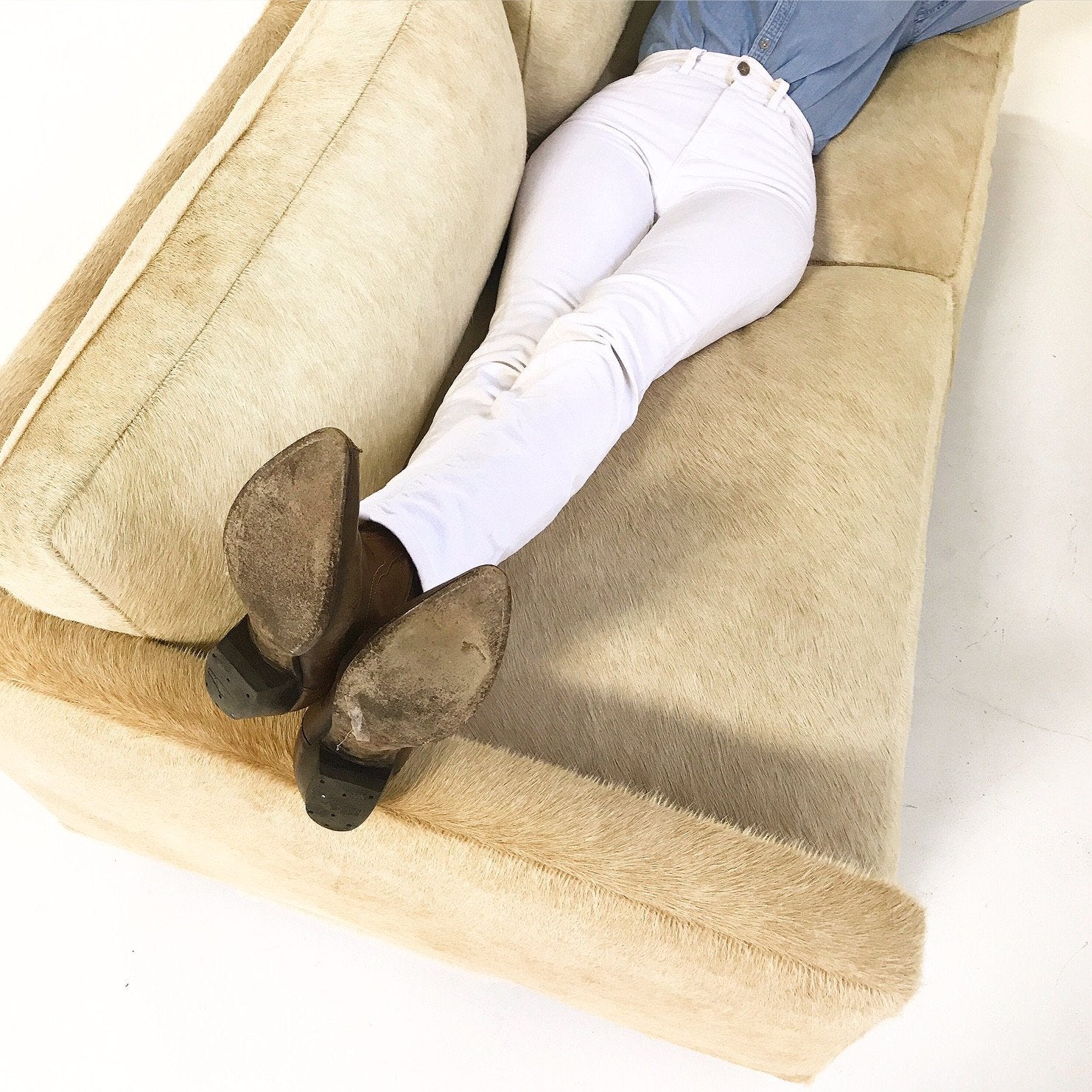 Milo Baughman for Thayer Coggin Loveseat Sofa in Brazilian Cowhide