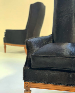 Traditional High Back Armchairs in Brazilian Cowhide
