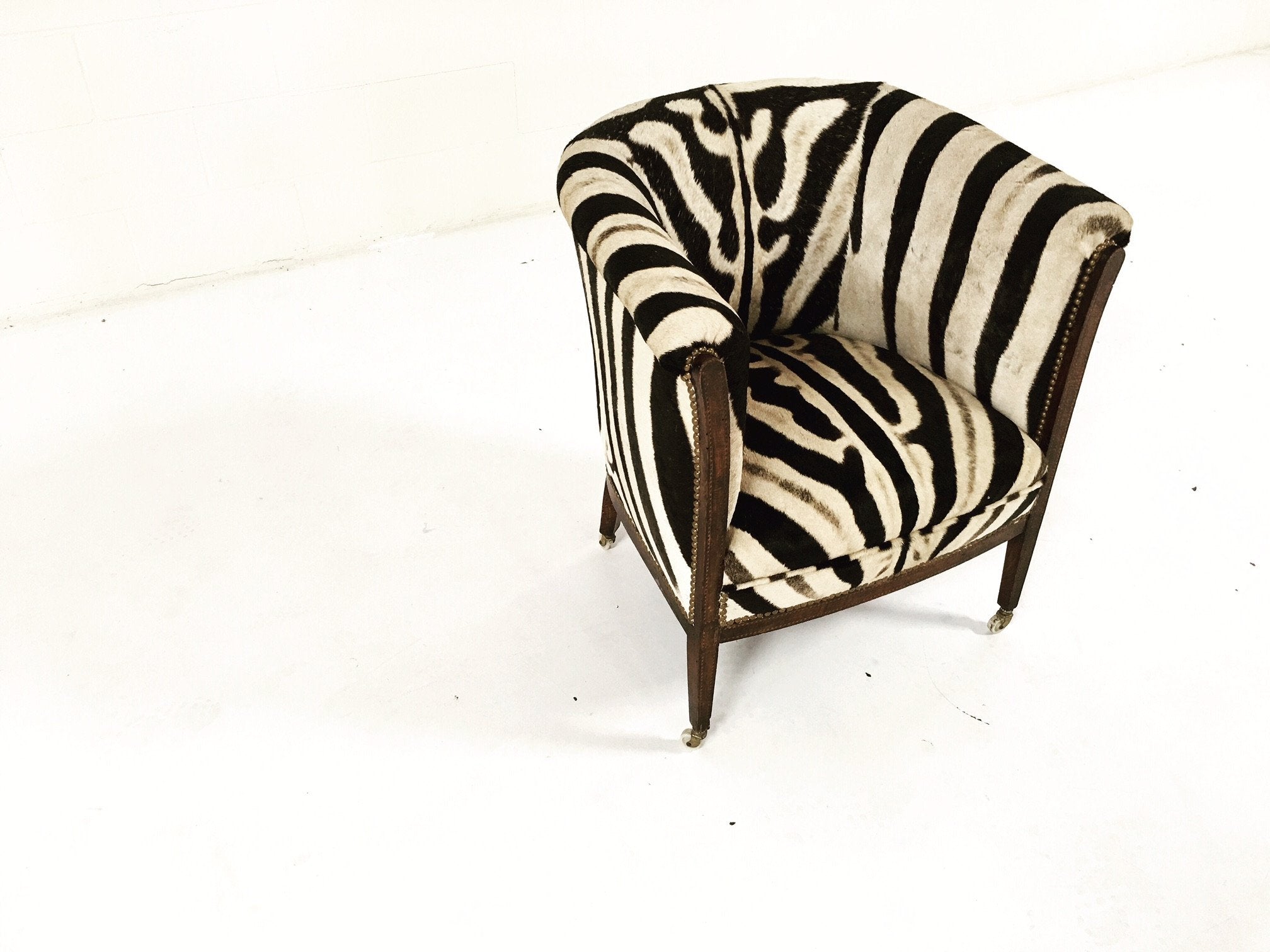1930s Barrel Chair in Zebra Hide