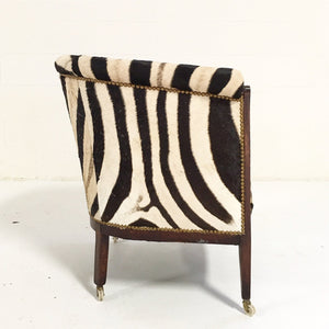 1930s Barrel Chair in Zebra Hide