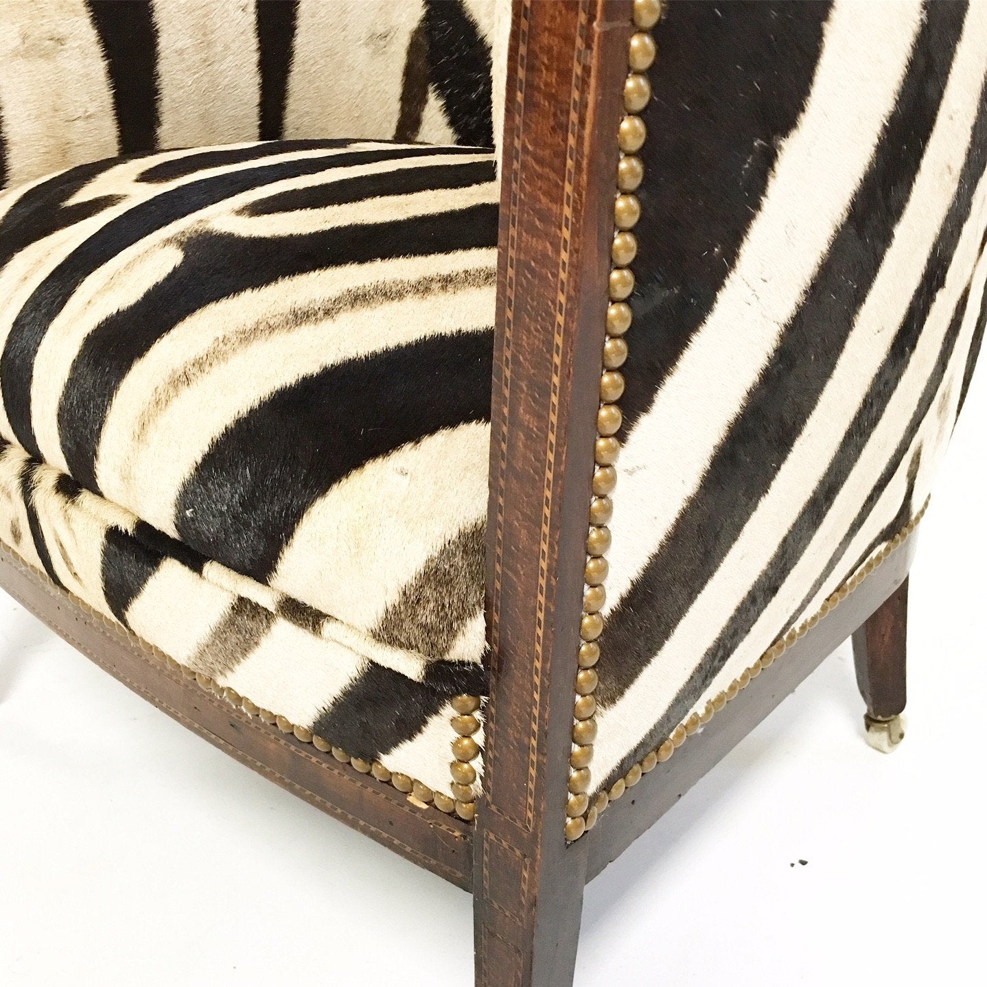 1930s Barrel Chair in Zebra Hide