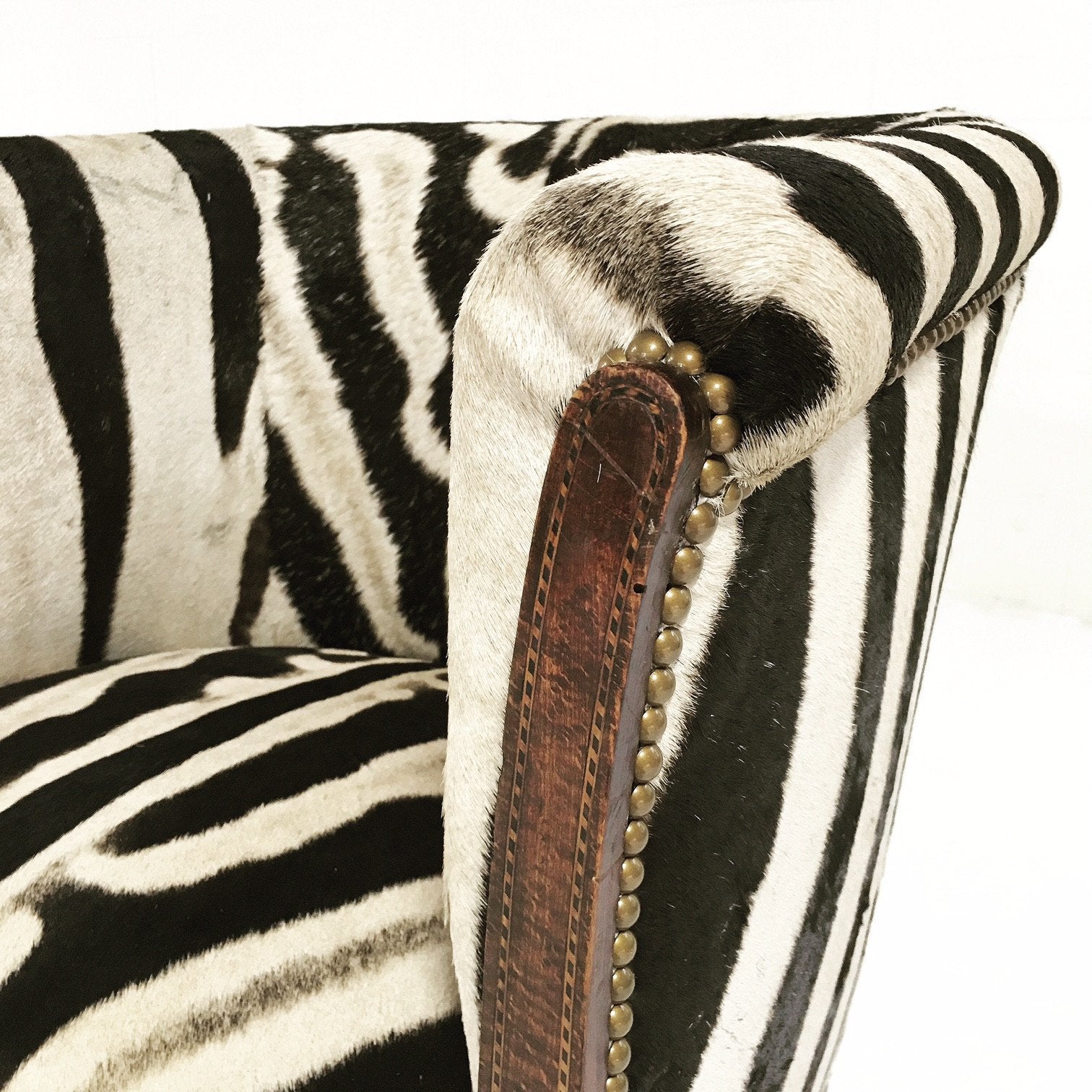 1930s Barrel Chair in Zebra Hide