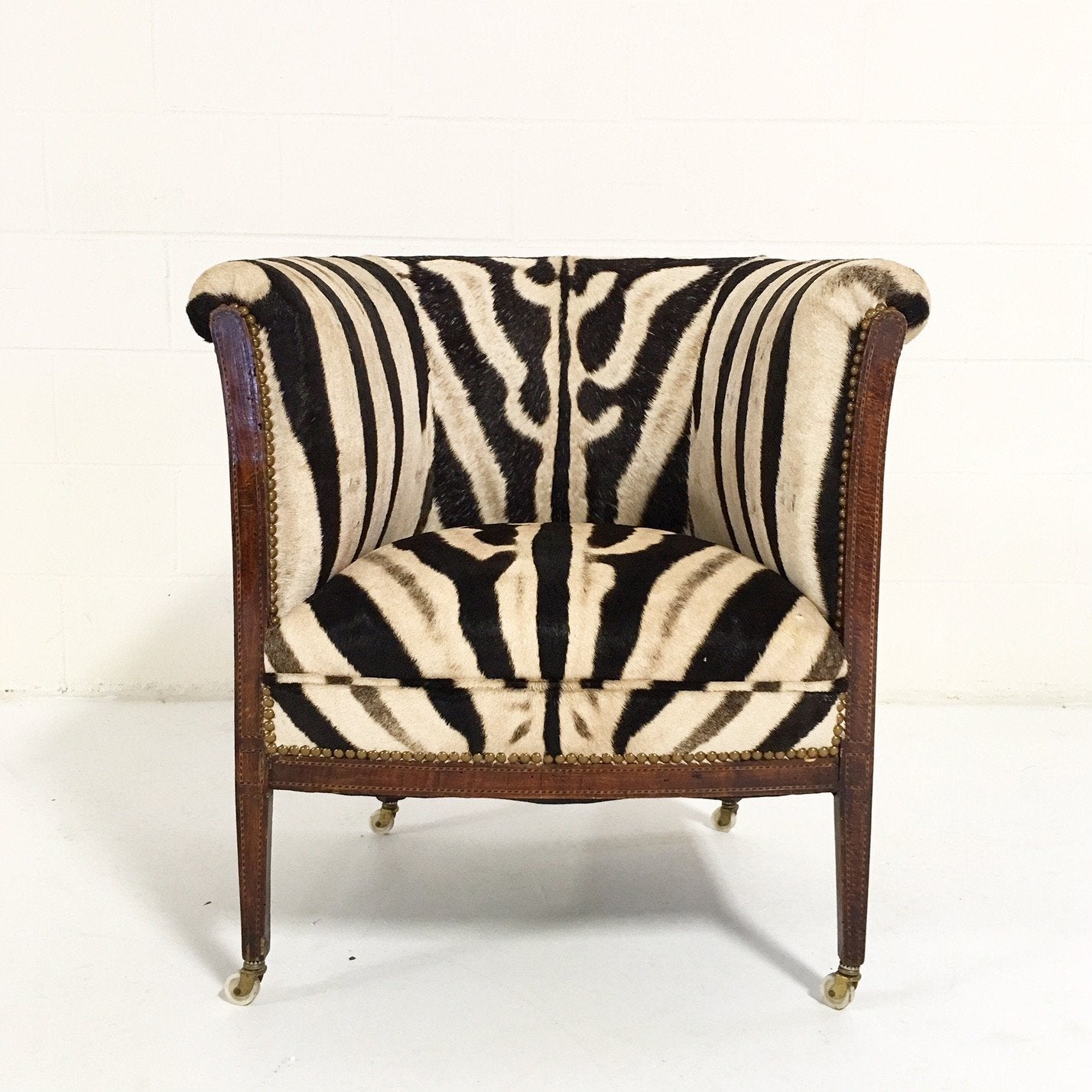 1930s Barrel Chair in Zebra Hide