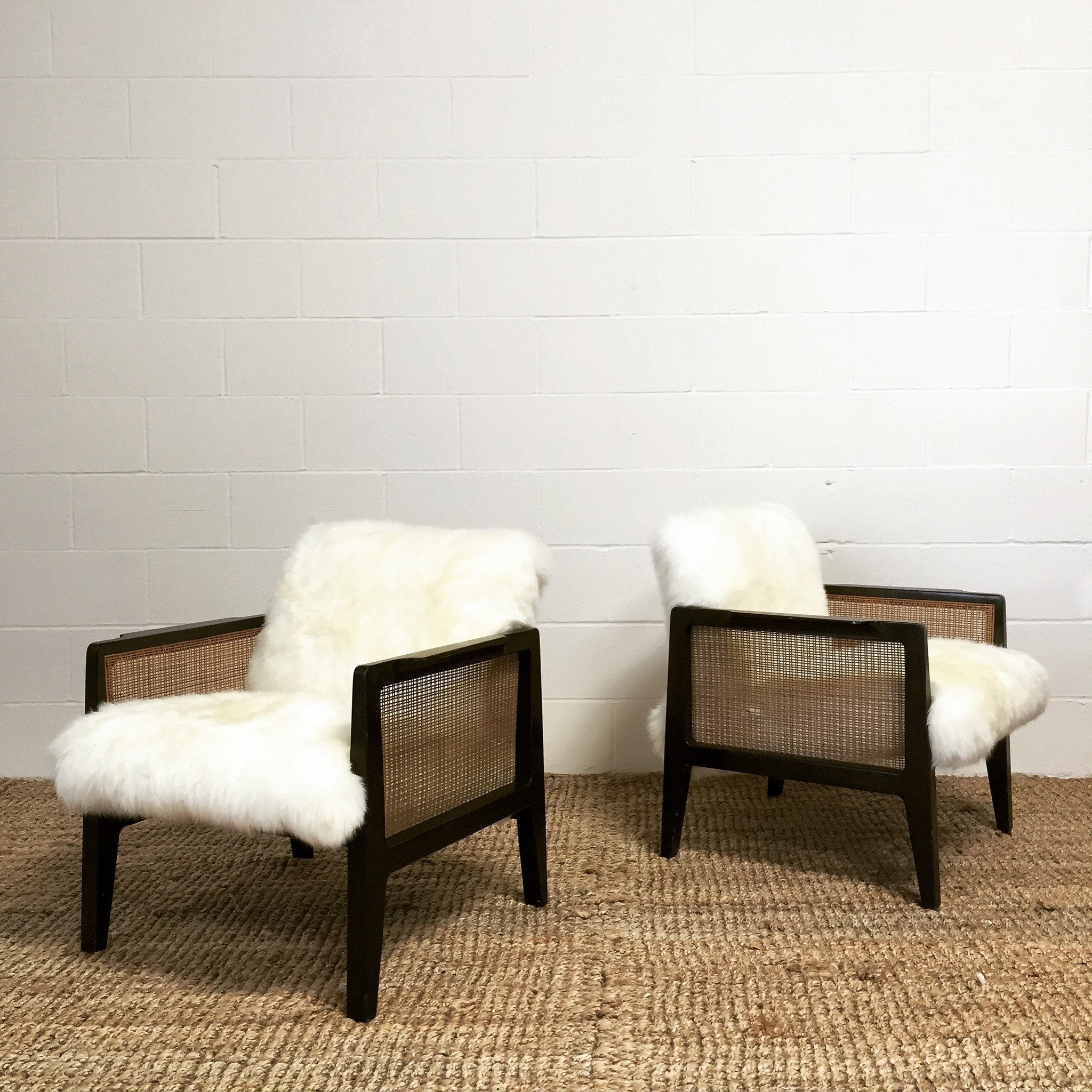 Edward Wormley for Dunbar Armchairs Model 5513 in Sheepskin