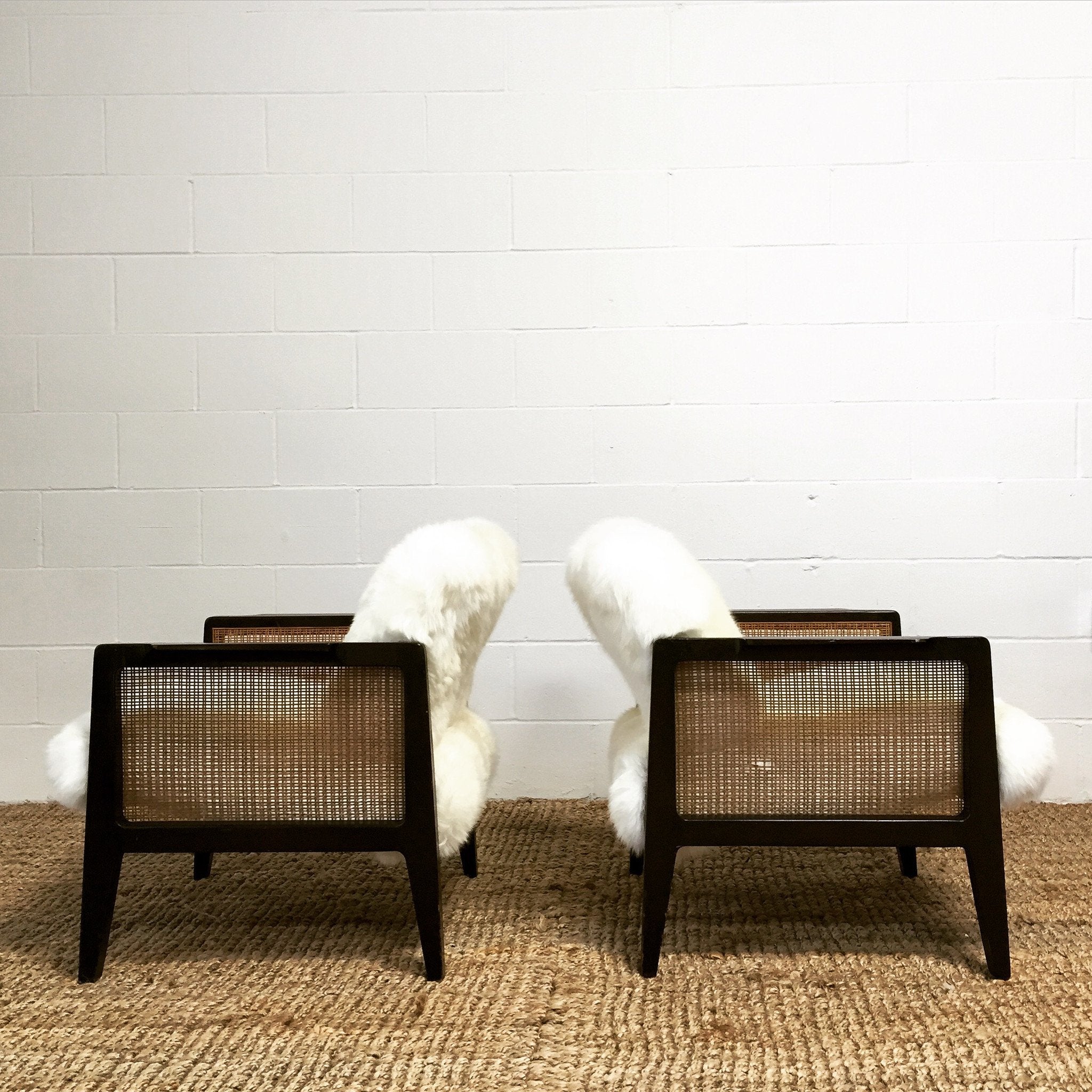 Edward Wormley for Dunbar Armchairs Model 5513 in Sheepskin