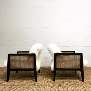 Edward Wormley for Dunbar Armchairs Model 5513 in Sheepskin