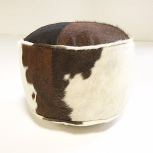 Tri-Color Brazilian Cowhide Pouf Ottoman
