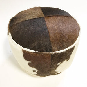 Tri-Color Brazilian Cowhide Pouf Ottoman