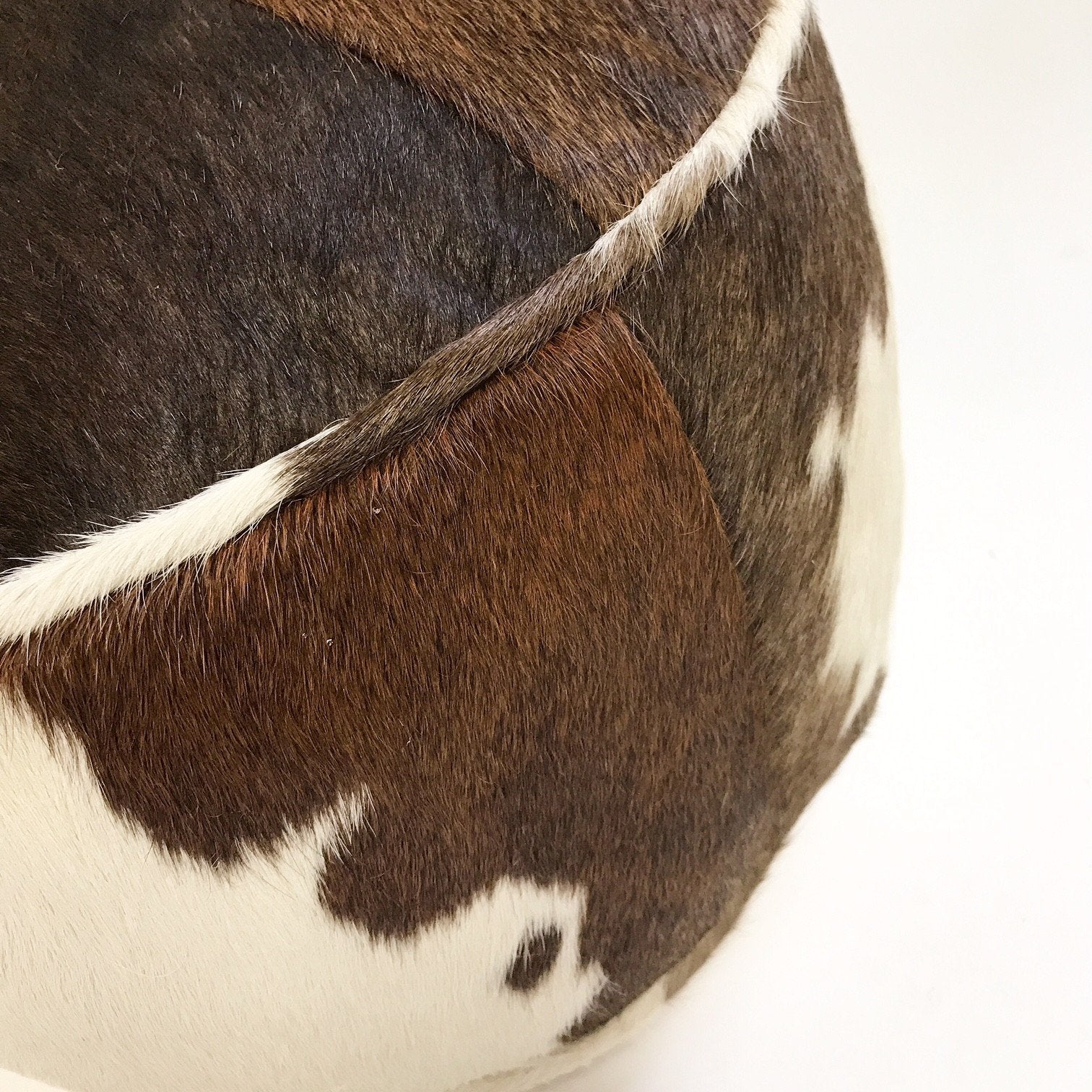 Tri-Color Brazilian Cowhide Pouf Ottoman