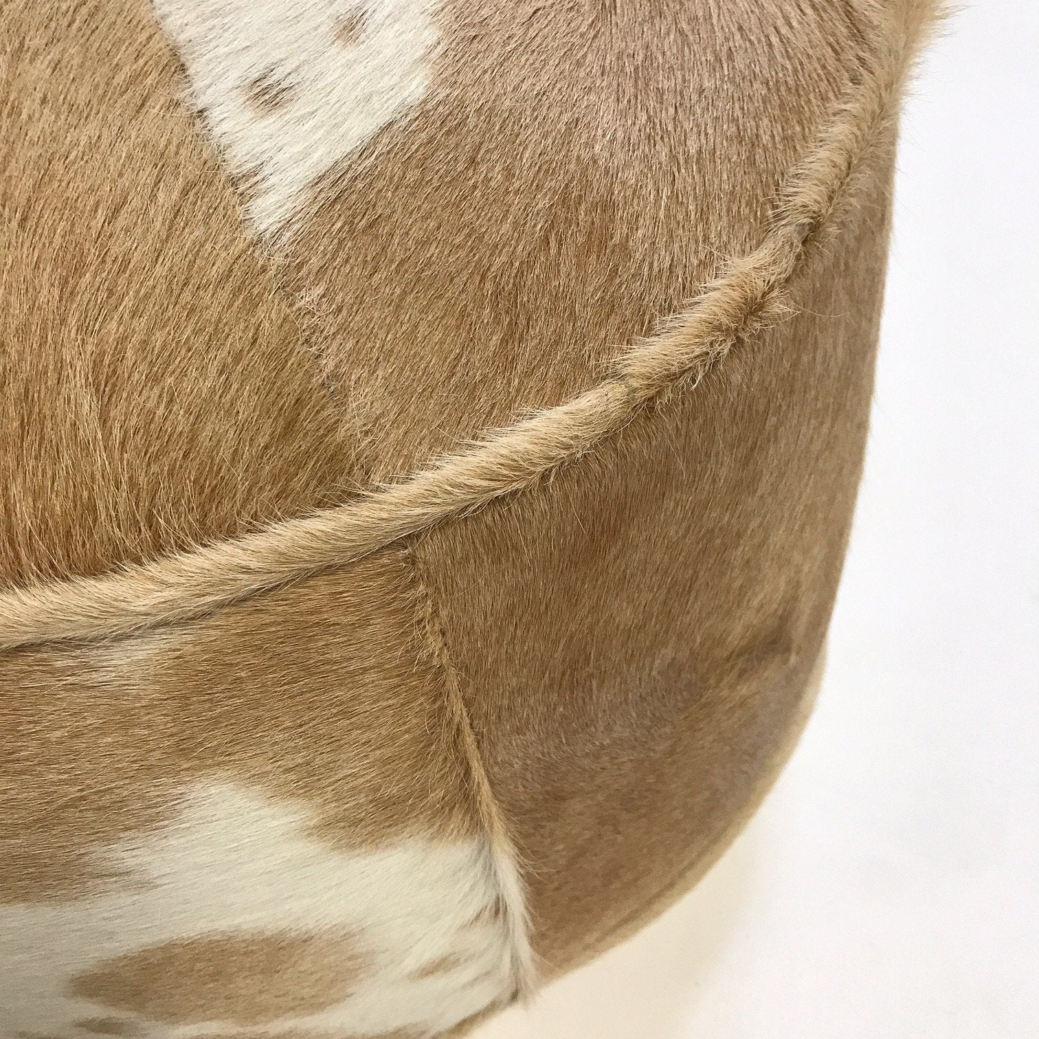 Palomino and White Brazilian Cowhide Pouf Ottoman