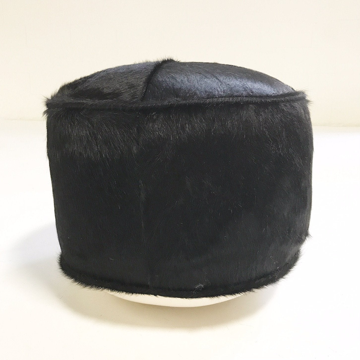 Black Brazilian Cowhide Pouf Ottoman