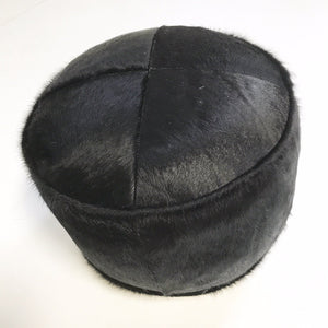 Black Brazilian Cowhide Pouf Ottoman