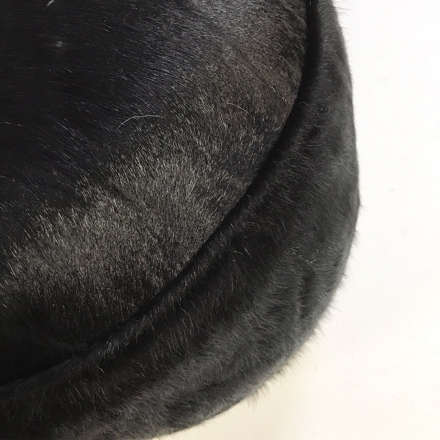 Black Brazilian Cowhide Pouf Ottoman