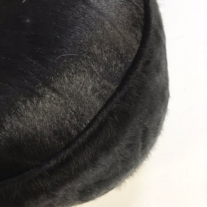 Black Brazilian Cowhide Pouf Ottoman