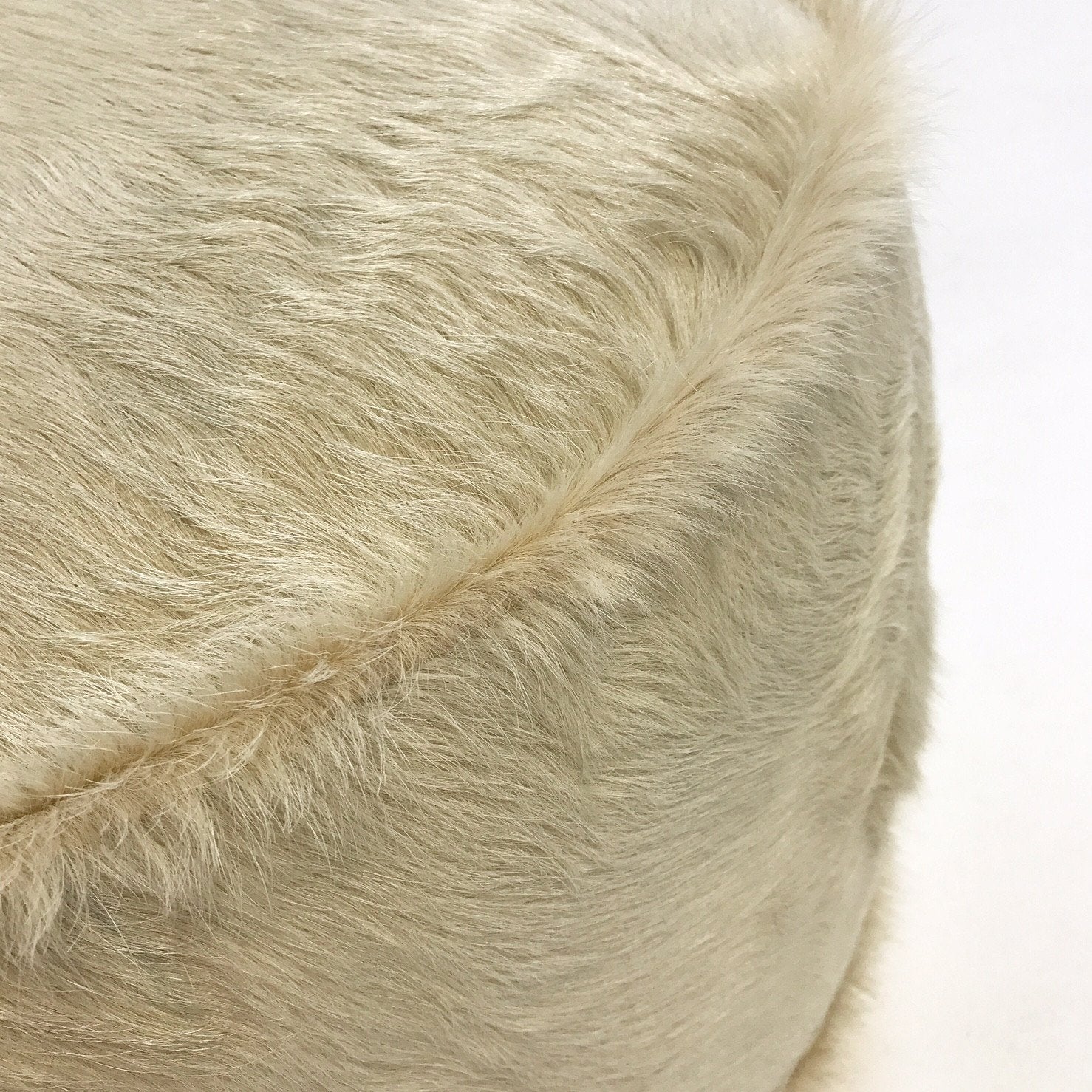 Ivory Brazilian Cowhide Pouf Ottoman