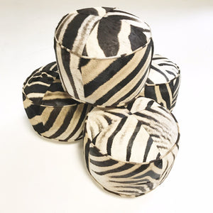 Zebra Hide Pouf Ottoman