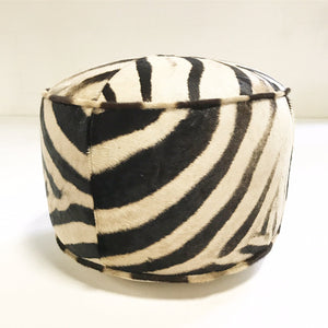 Zebra Hide Pouf Ottoman