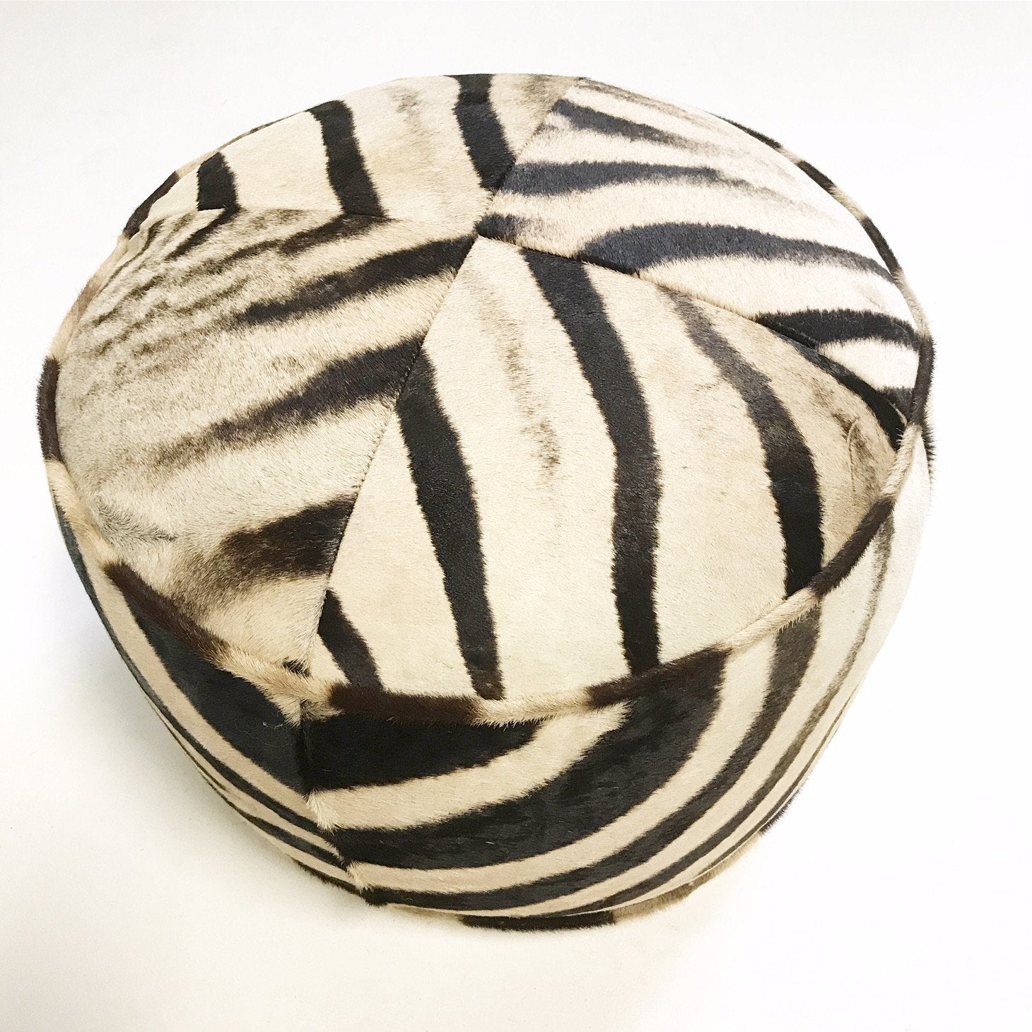 Zebra Hide Pouf Ottoman