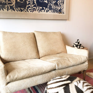 Zebra Hide Pouf Ottoman