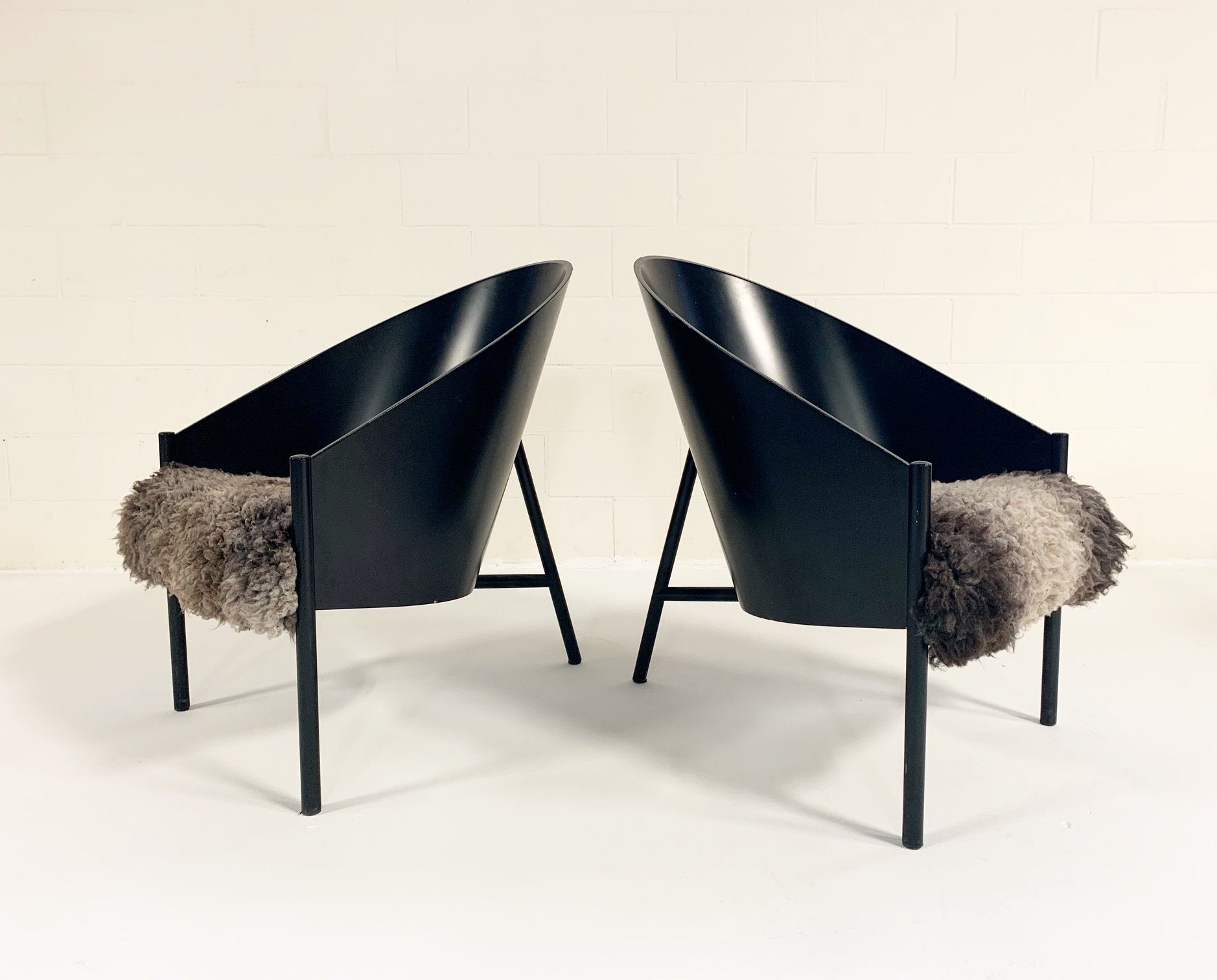 Philippe Starck Pratfall Lounge Chairs in California Sheepskin
