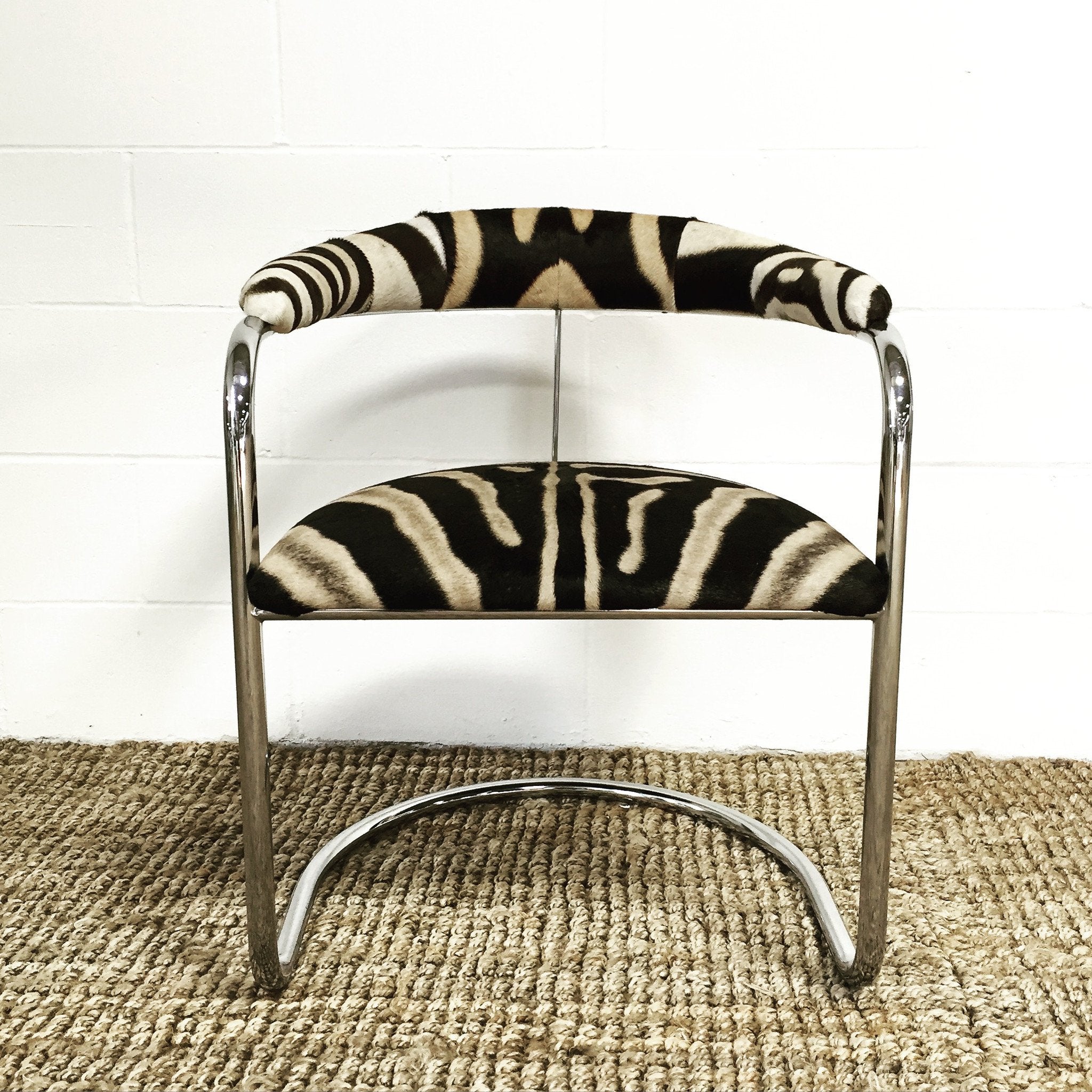Anton Lorenz for Thonet Chrome Chairs in Zebra Hide - Set of Four