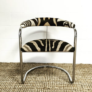 Anton Lorenz for Thonet Chrome Chairs in Zebra Hide - Set of Four