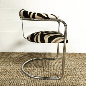 Anton Lorenz for Thonet Chrome Chairs in Zebra Hide - Set of Four