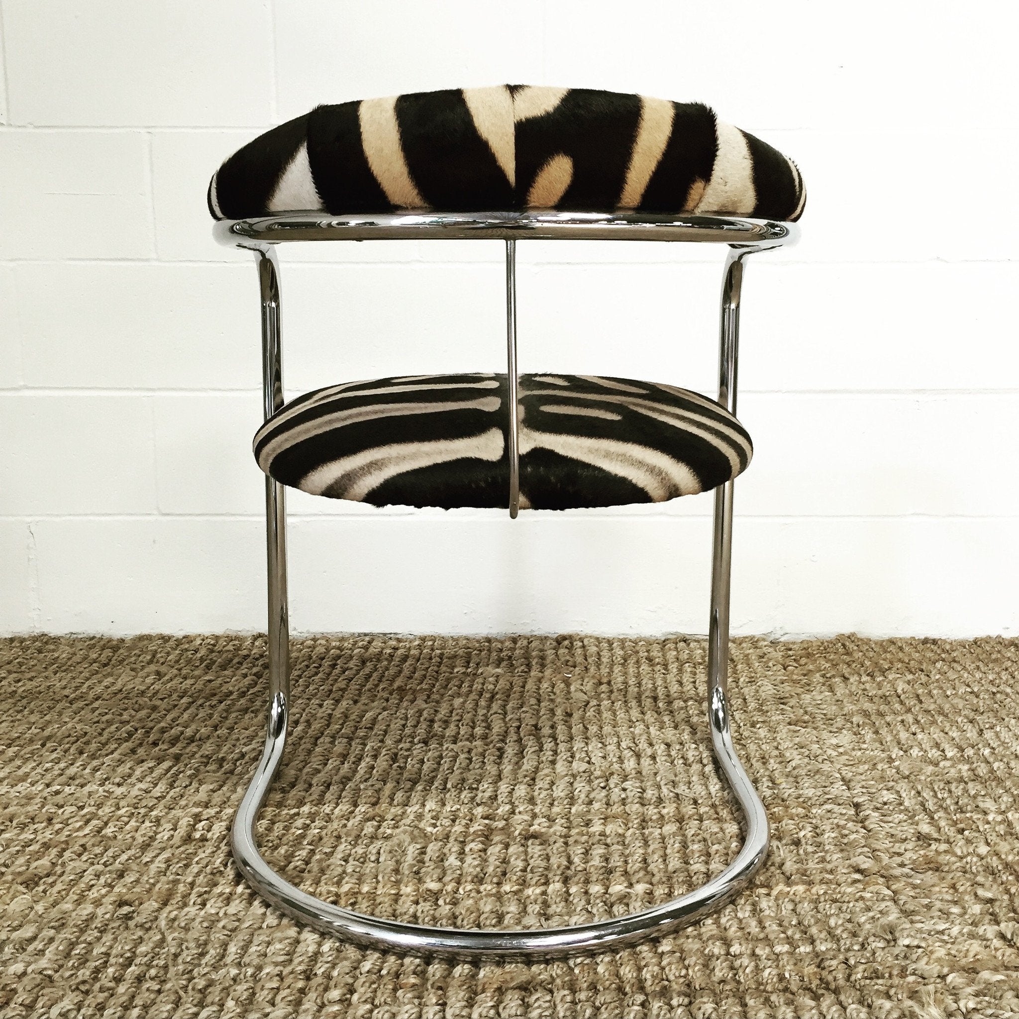 Anton Lorenz for Thonet Chrome Chairs in Zebra Hide - Set of Four