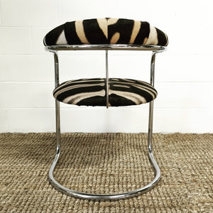 Anton Lorenz for Thonet Chrome Chairs in Zebra Hide - Set of Four