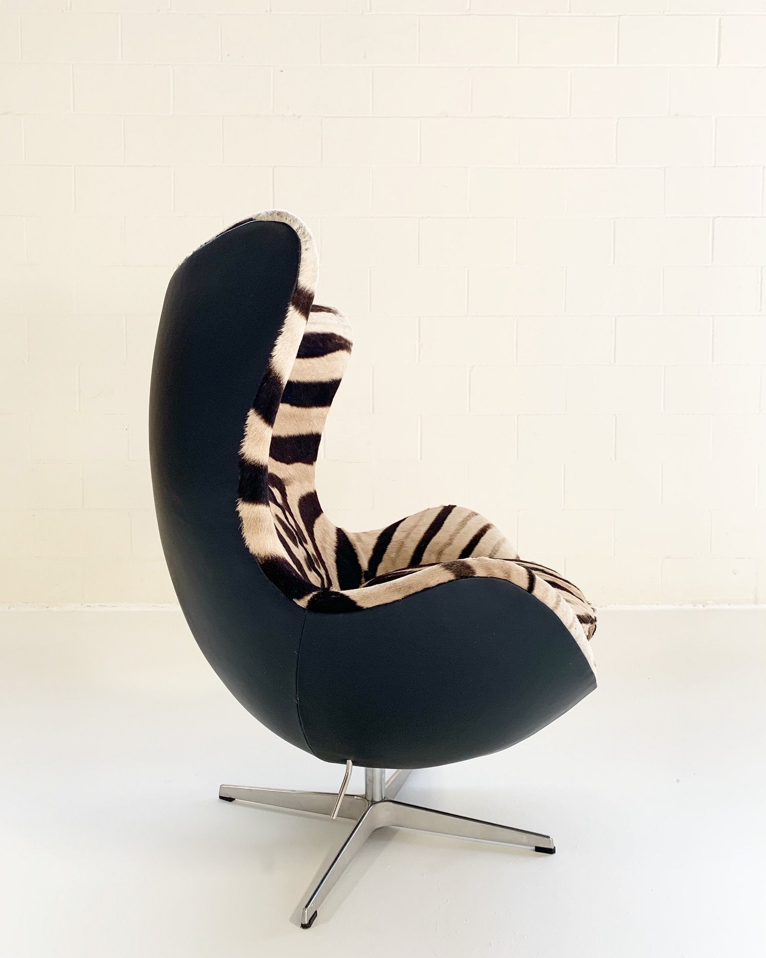 Arne Jacobsen for Fritz Hansen Egg Chair in Zebra Hide and Loro Piana Leather