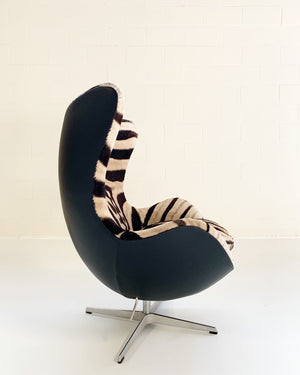 Arne Jacobsen for Fritz Hansen Egg Chair in Zebra Hide and Loro Piana Leather