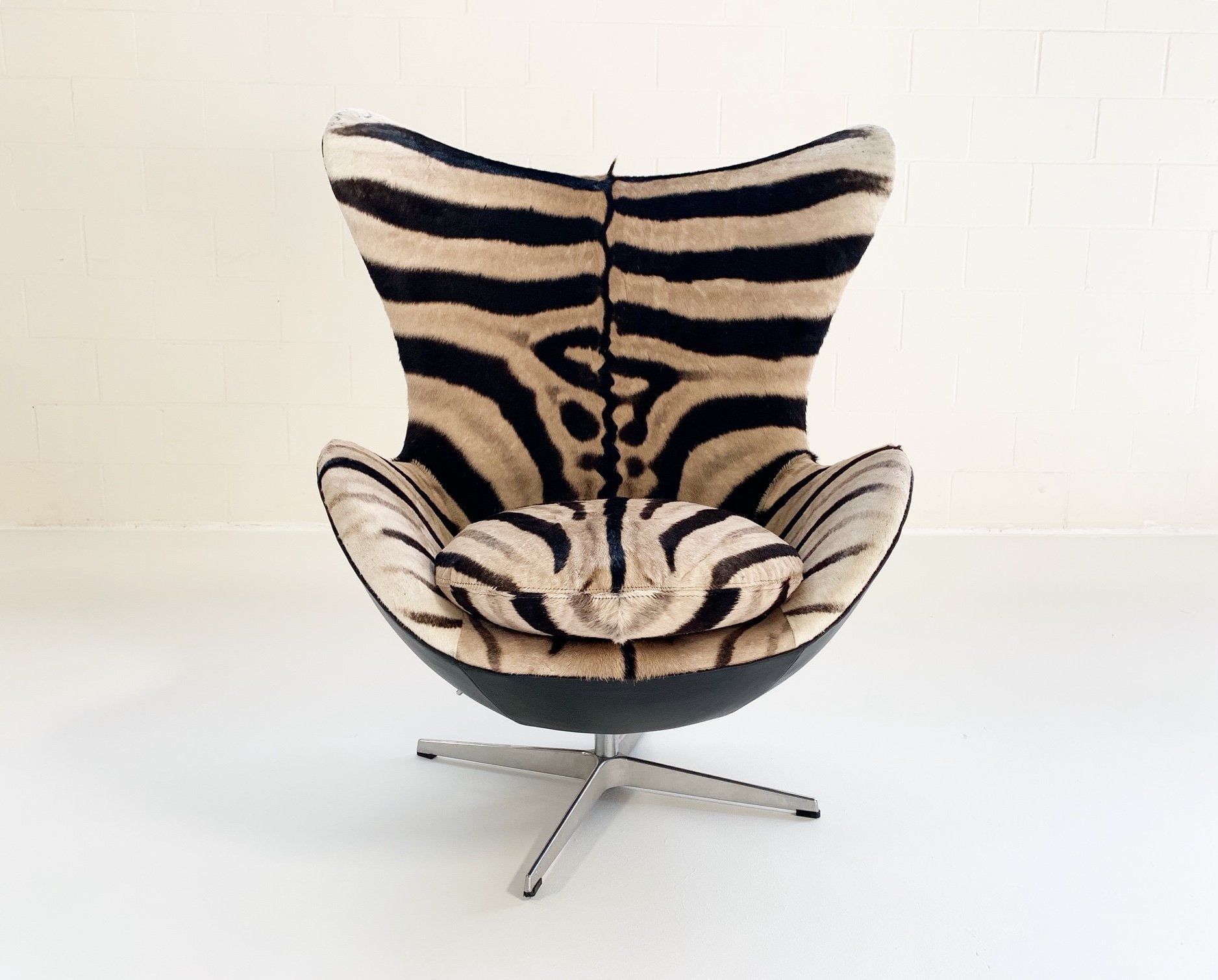 Arne Jacobsen for Fritz Hansen Egg Chair in Zebra Hide and Loro Piana Leather