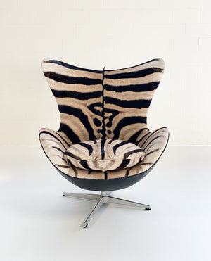 Arne Jacobsen for Fritz Hansen Egg Chair in Zebra Hide and Loro Piana Leather