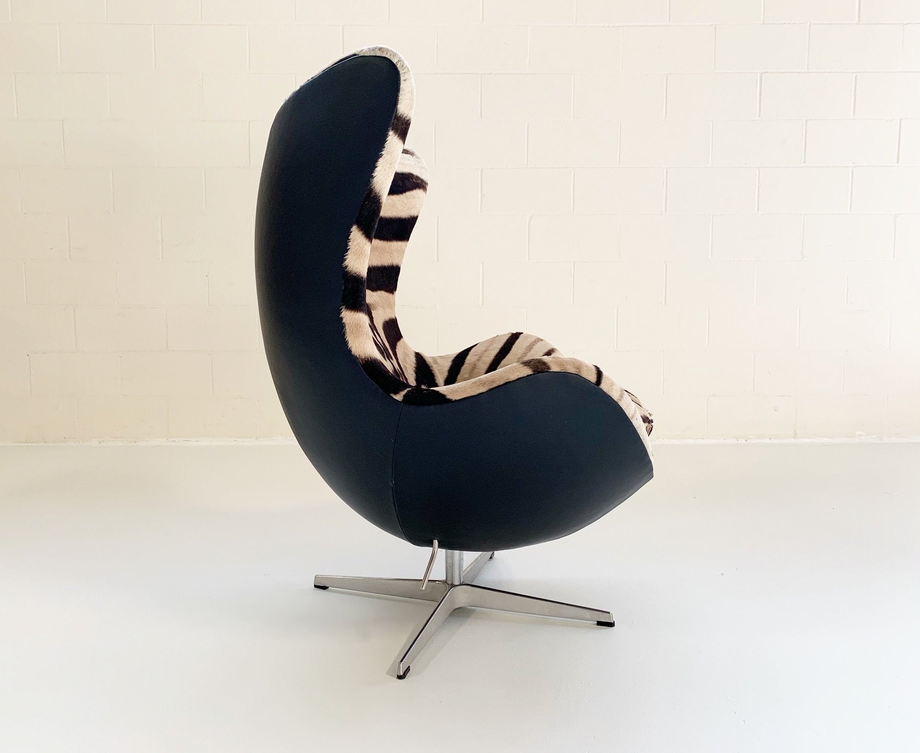Arne Jacobsen for Fritz Hansen Egg Chair in Zebra Hide and Loro Piana Leather