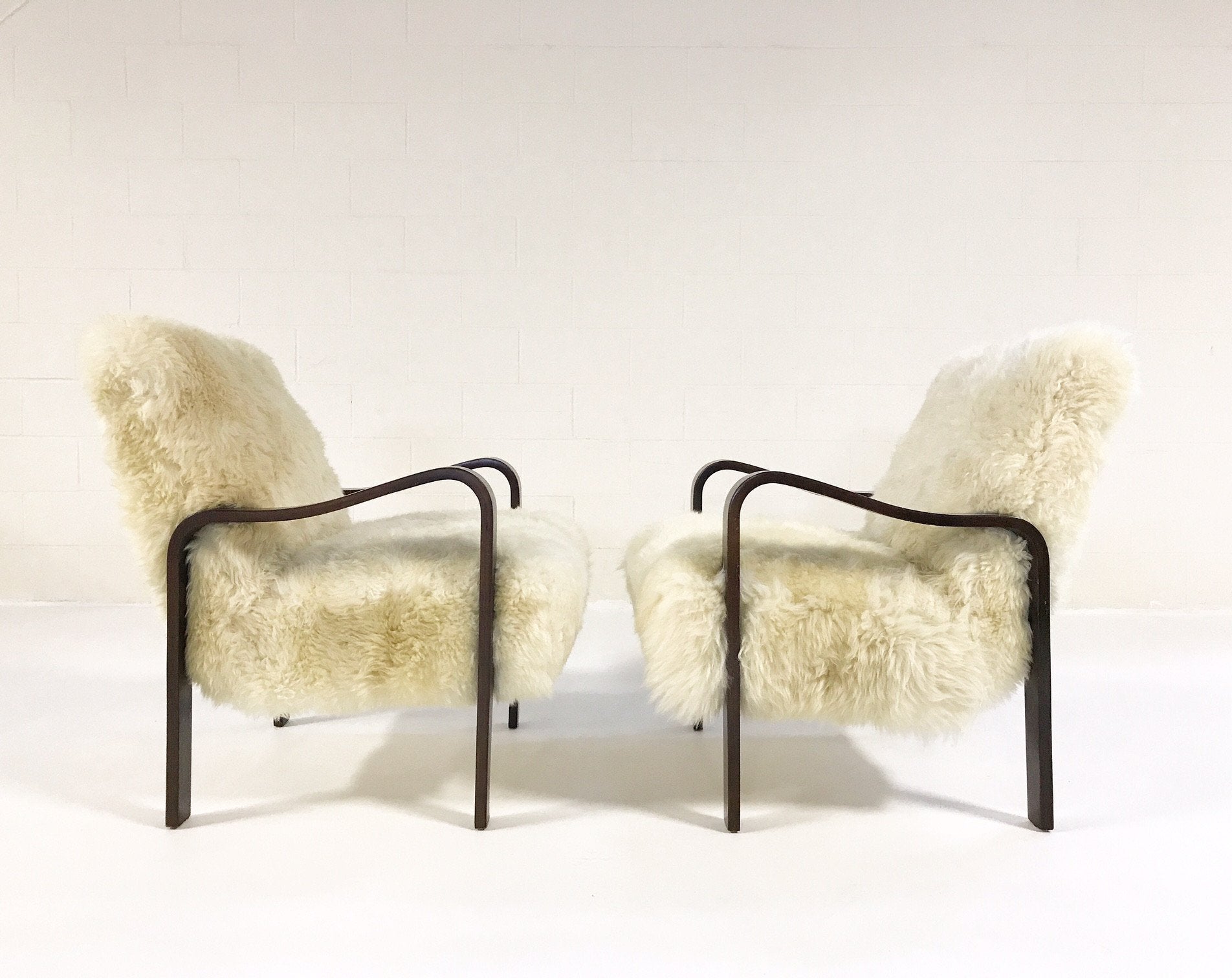 THONET ARMCHAIRS RESTORED IN BRAZILIAN SHEEPSKIN - PAIR