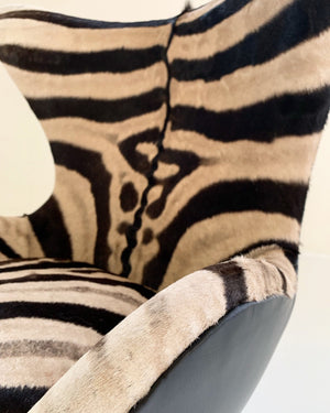 Arne Jacobsen for Fritz Hansen Egg Chair in Zebra Hide and Loro Piana Leather