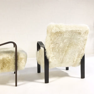 THONET ARMCHAIRS RESTORED IN BRAZILIAN SHEEPSKIN - PAIR