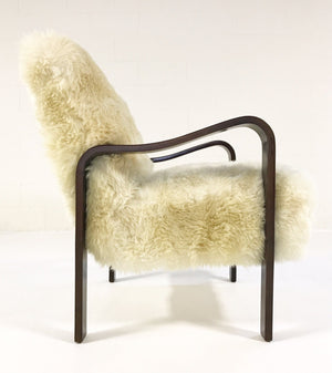 THONET ARMCHAIRS RESTORED IN BRAZILIAN SHEEPSKIN - PAIR