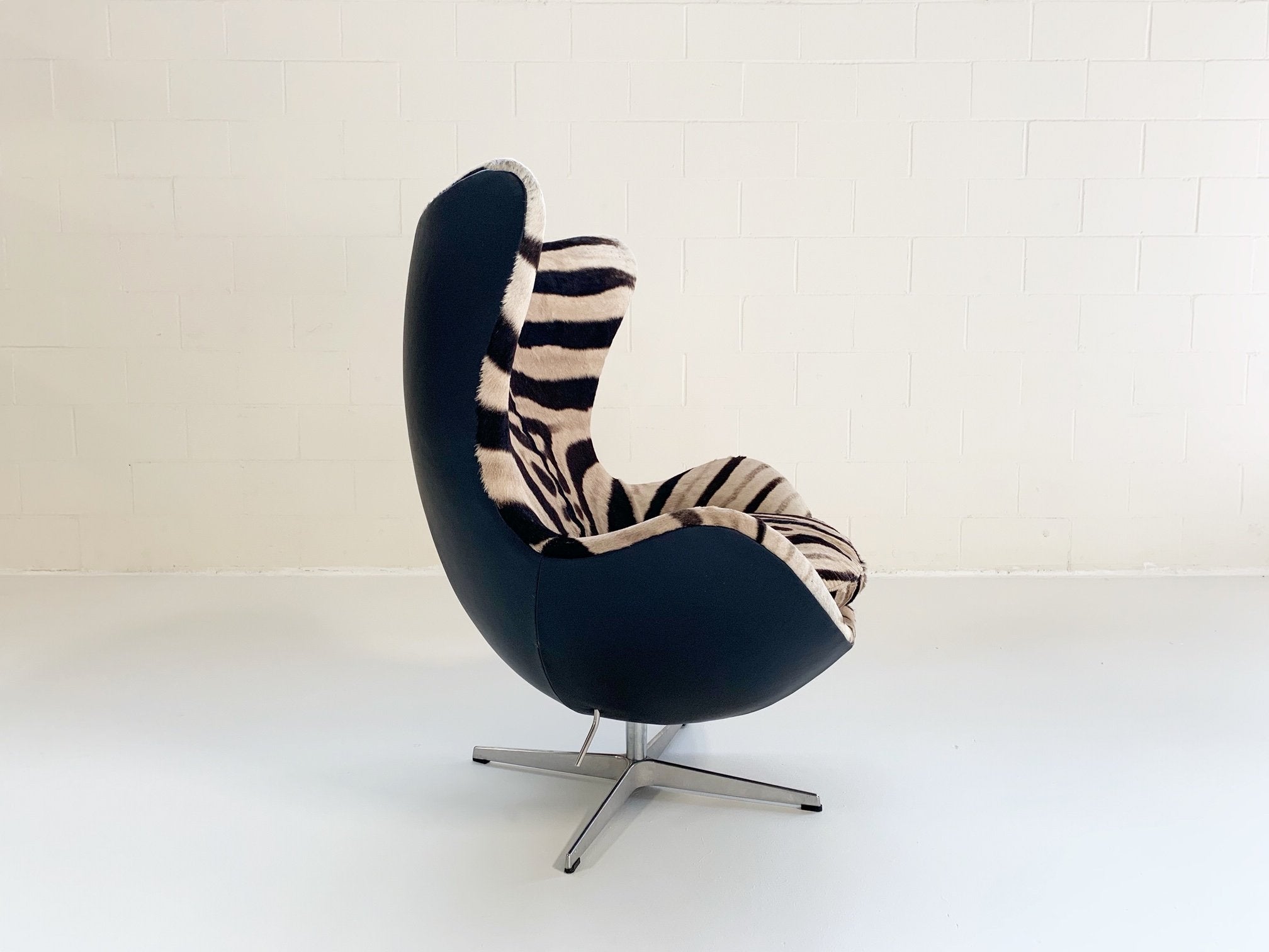 Arne Jacobsen for Fritz Hansen Egg Chair in Zebra Hide and Loro Piana Leather
